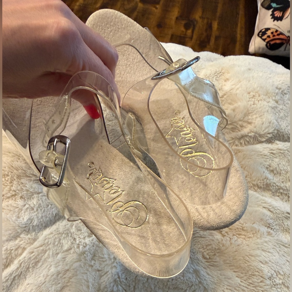 🔥 NWOT Pleaser Stardance Heels sz 7 Clear with Rhinestones! Sparkles Barbie✨ - Picture 6 of 11